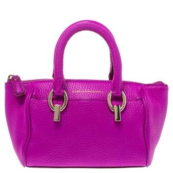 Pre Owned Diane von Furstenberg Purple Grained Leather Mini Sutra Shoulder Bag