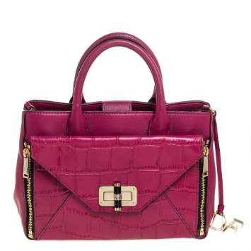 Pre Owned Diane Von Furstenberg Magenta Leather 440 Gallery Envelope Tote