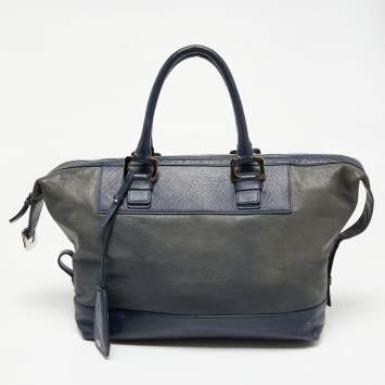 Pre Owned Diane Von Furstenberg Blue Leather Satchel 