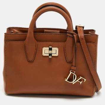 Pre Owned Diane von Furstenberg Tan Leather Mini Gallery Viviana Tote