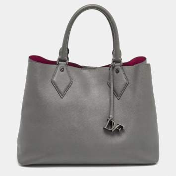 Pre Owned Diane Von Furstenberg Grey Saffiano Leather Large Voyager Carryall Tote