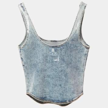 Pre Owned Diesel Blue Denim De-Shi-S Tank Top XS