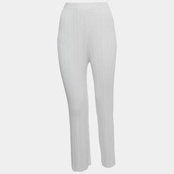 Pre Owned Dion Lee Ivory White Ribbed Knit Pants M