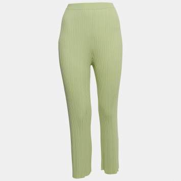 Pre Owned Dion Lee Mint Green Ribbed Knit Pants M