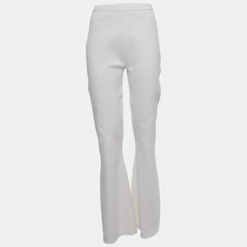 Pre Owned Dion Lee White Knit Wide Leg Trousers L