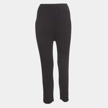Pre Owned Dion Lee Black Rib Knit Elasticated Waist Float Pants L