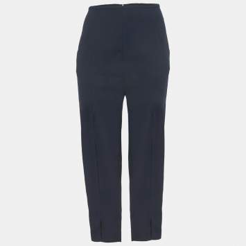 Pre Owned Dion Lee Navy Blue Crepe Bar-tack Detail Trousers S