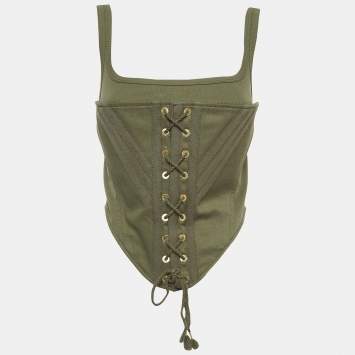 Pre Owned Dion Lee Green Cotton Blend Corset Top M