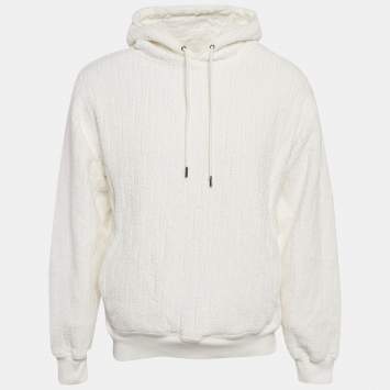 Pre Owned Dior Homme White Oblique Cotton Terry Hoodie M