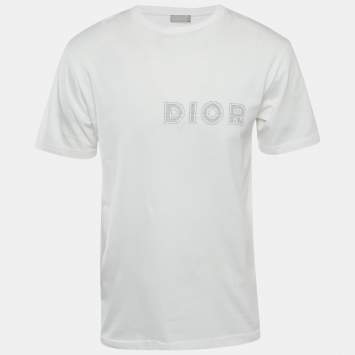 Dior Homme White Cotton Logo Printed Crew Neck T-Shirt S