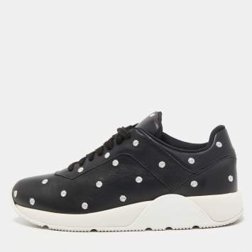 Pre Owned Dior Black Leather Polka Dot Low Top Sneakers Size 40