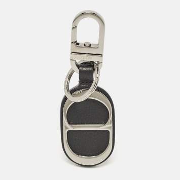 Pre Owned Dior Black Leather CD Icon Signature Key Ring