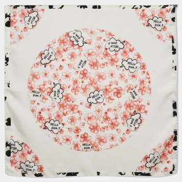 Dior White Floral Hello Dior Print Silk Bandana Scarf 