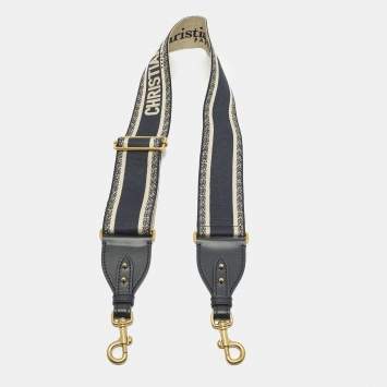مملوكة مسبقًا Dior Bag Shoulder Strap Navy Blue/Beige Embroidered Canvas and Leather 