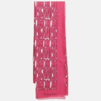 Pre Owned Christian Dior Pink Printed Cotton Scarf 