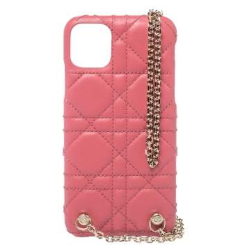 Pre Owned Christian Dior Pink Cannage Leather  Lady Dior iPhone 11 Pro Max Case
