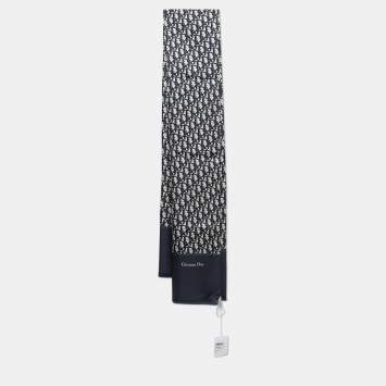 Pre Owned Dior Navy Blue Oblique Silk Stole