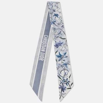 Pre Owned Dior Blue Printed Silk ABCDior S Scille Mitzah 