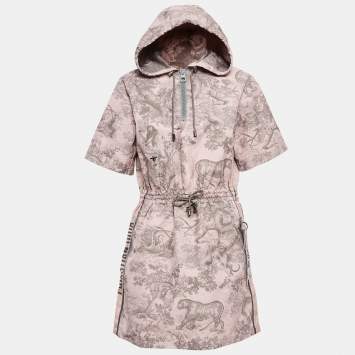 Pre Owned Christian Dior Pink Printed Synthetic Dioriviera Hooded Short Dress M