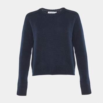 Dior Navy Blue Cashmere Logo Embroidered Sweater M