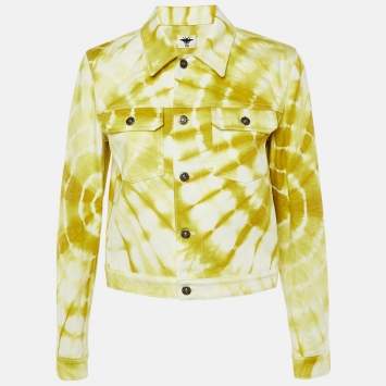 Pre Owned Dior Yellow Tie Dye Denim Button Front Jacket M