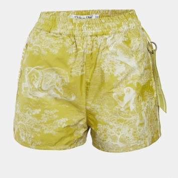 مملوكة مسبقًا Christian Dior Lime Green Toile de Jouy Jacquard Short S