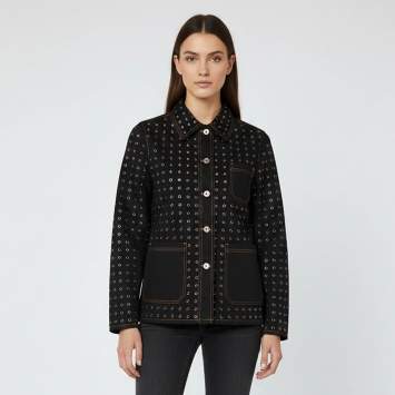 Pre Owned Dior Black Riveted Denim Button Front Jacket M