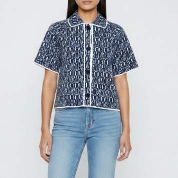 Pre Owned Dior Navy Blue Miss Dior Jacquard Knit Button Front Jacket S