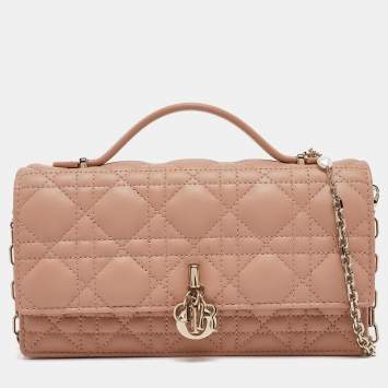 Pre Owned Dior Rose des Vents Cannage Leather Mini My Dior Top Handle Bag