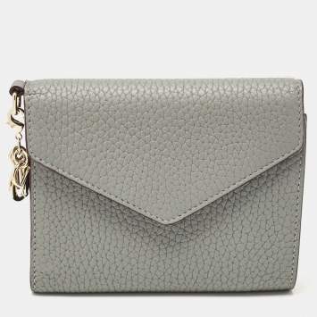 Pre Owned Dior Grey Leather Diorissimo Envelope Compact Wallet