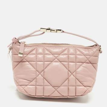 Dior Dusty Pink Macrocannage Leather Small Diortravel Nomad Pouch