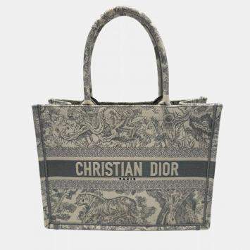 Dior Book Tote Medium Ecru Grey Toile de Jouy Tote Bag