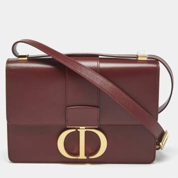 Pre Owned Dior Burgundy Leather 30 Montaigne Shoulder Bag