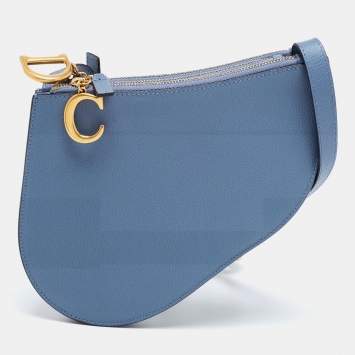Pre Owned Dior Blue Leather Saddle Triple Zip Crossbody Bag