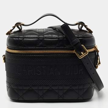 Pre Owned Dior Black Cannage Leather Small Diortravel Vanity Case