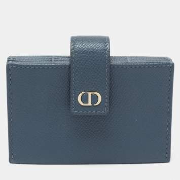 Pre Owned Dior Blue Leather 30 Montaigne 5 Gusset Card Holder