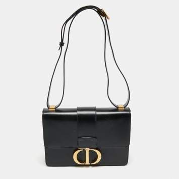 Pre Owned Dior Black Leather 30 Montaigne Shoulder Bag