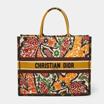 Pre Owned Dior Multicolor Paisley Embroidered Canvas Large Book Tote 