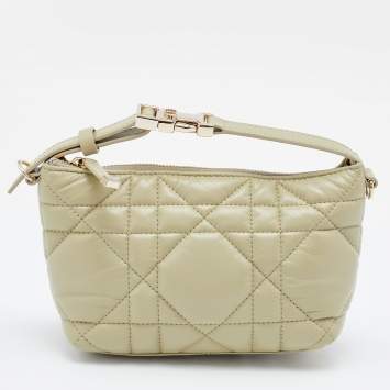 Pre Owned Dior Sage Green Macrocannage Leather Small Diortravel Nomad Pouch