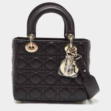 Pre Owned Dior Black Cannage Leather Small My ABCDior Lady Dior Tote