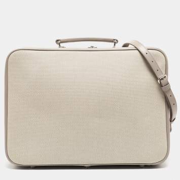 Pre Owned Dior Beige/Lilac Canvas and Leather Nappy Suitcase