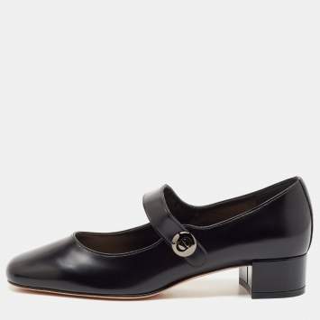 Pre Owned Dior Black Leather D-Doll Mary Jane Pumps Size 36.5