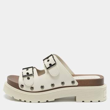 Dior Ivory Leather Diorquake Slide Flats Size 40