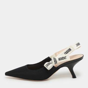 Pre Owned Dior Black Canvas J'Adior Slingback Pumps Size 38.5