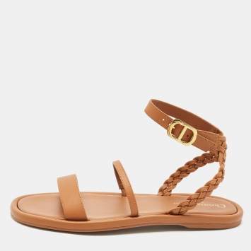 Dior Brown Braided Leather Egee Sandals Size 40