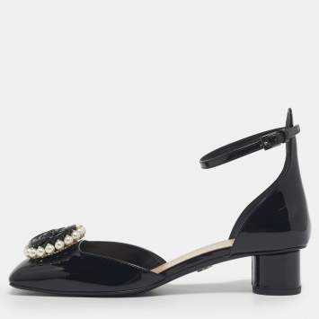 Pre Owned Dior Black Patent Leather Dior Rose Pumps Size 37