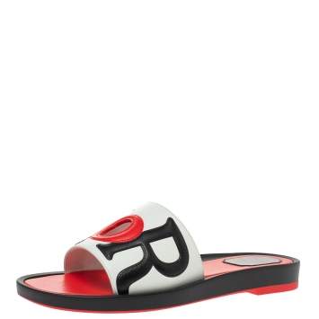 Pre Owned Dior Tri Color Leather Marina Flat Slides Size 39