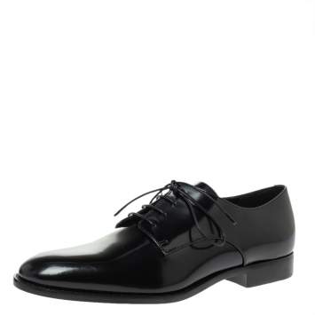 Pre Owned Dior Black Patent Leather Lace Up Derby Size 38.5