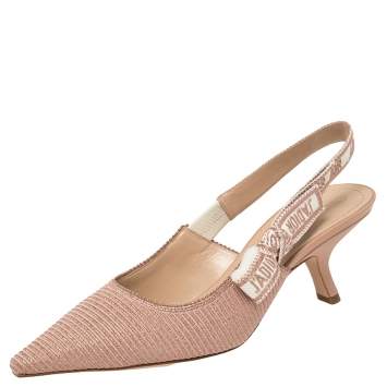 Pre Owned Dior Beige Metallic Technical Fabric J'Adior Slingback Sandals Size 38