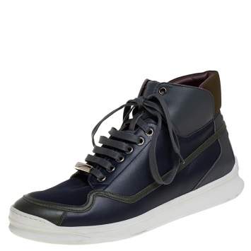 Pre Owned Dior Tricolor Leather High Top Sneakers Size 40